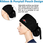 Fesciory Adjustable Working Caps With Button & Sweatband, Women Ponytail Pouch Hats, Long Hair
