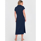 Anrabess Womens Summer Casual Polo V Neck Dresses | Short Sleeve Split Tshirt Maxi Dress With Pockets, Soft Wrinkle-Free Loose Fit, Beach Vacation Travel Outfit, Summer Clothes