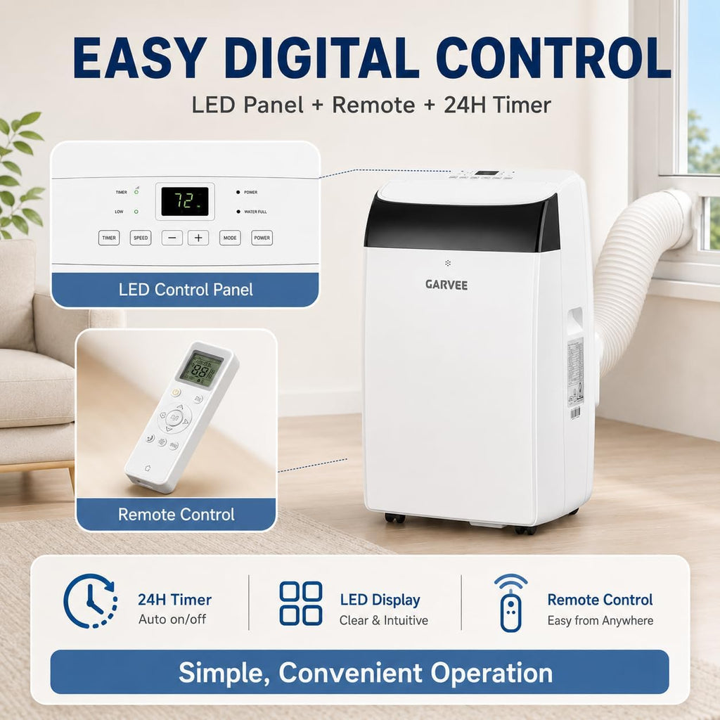 14,000 Btu Portable Air Conditioners, Cools Large Room Up To 700 Sq.Ft, 3-In-1 Ac Unit With Dehumidifier & Fan, Remote Control, Quiet Sleep Mode, Energy Efficient For Home Office Garage