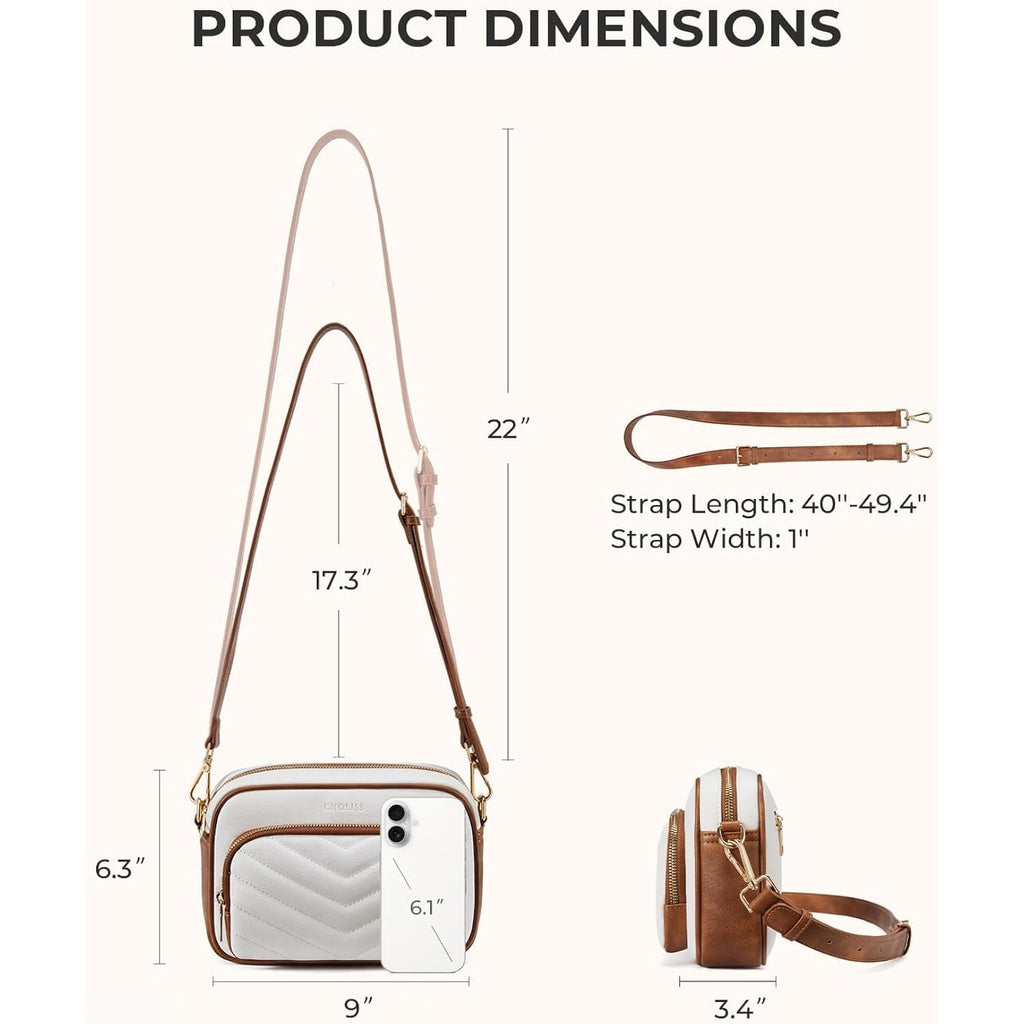 Choliss Quilted Crossbody Bags For Women Rfid Vegan Leather Travel Purse Small Shoulder Handbags With Built In Wallet