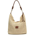 Boho Macrame Straw Beach Bag For Women - Summer Crossbody Tote, Lightweight Shoulder Purse For Vacation