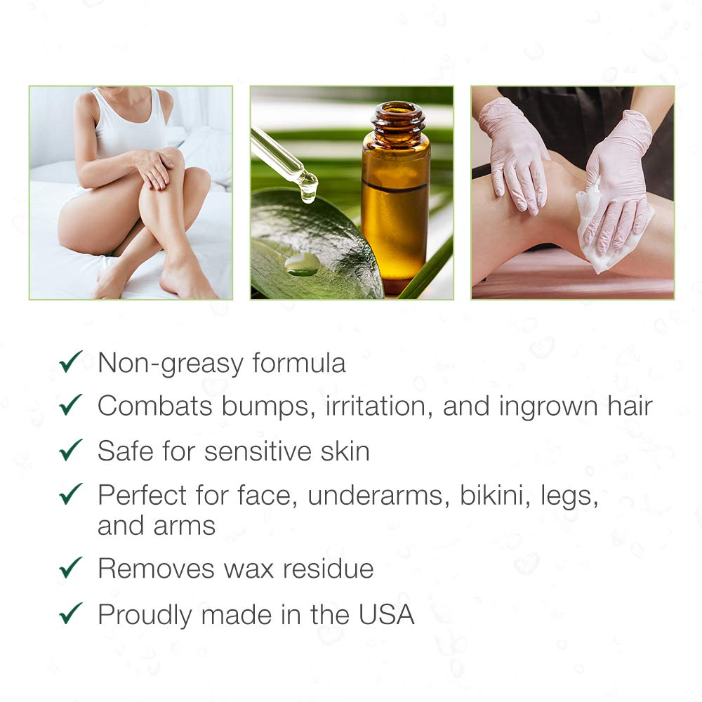 Clean + Easy Post Waxing Treatment, Azulene Oil – for Sensitive Skin, Soothes Irritation & Removes Wax Residue After Hair Removal, After Wax Care, 2 oz
