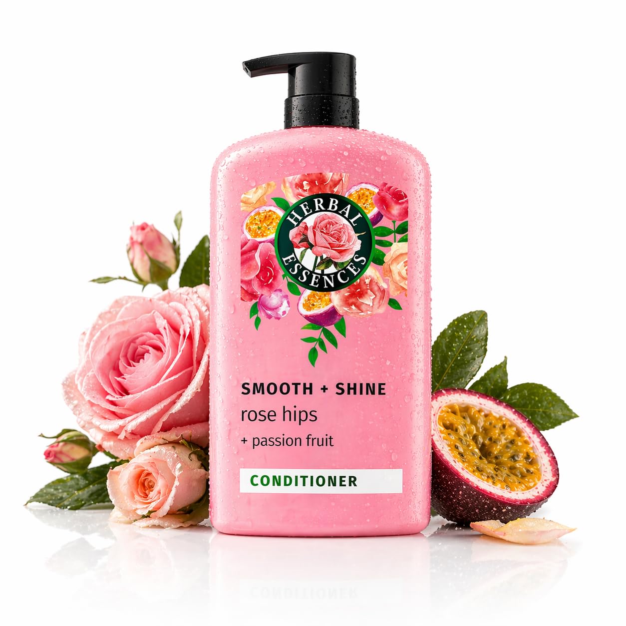 Herbal Essences Conditioner, Rose Hips + Passionfruit - Smooth Collection, Shiny Hair With Vitamin E & Jojoba, Safe For Color Treated Hair, Floral Scent, Cruelty-Free, Dermatologist-Tested, 29.2 Fl Oz