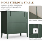 Royalcraft Fluted 3 Drawer Dresser, 32 Inch Wide Dresser Nightstand For Bedroom, Modern Wood Chest Of Drawers, Large Painted Nightstand With 3 Drawers For Closet, Hallway, Entryway, Dark Green