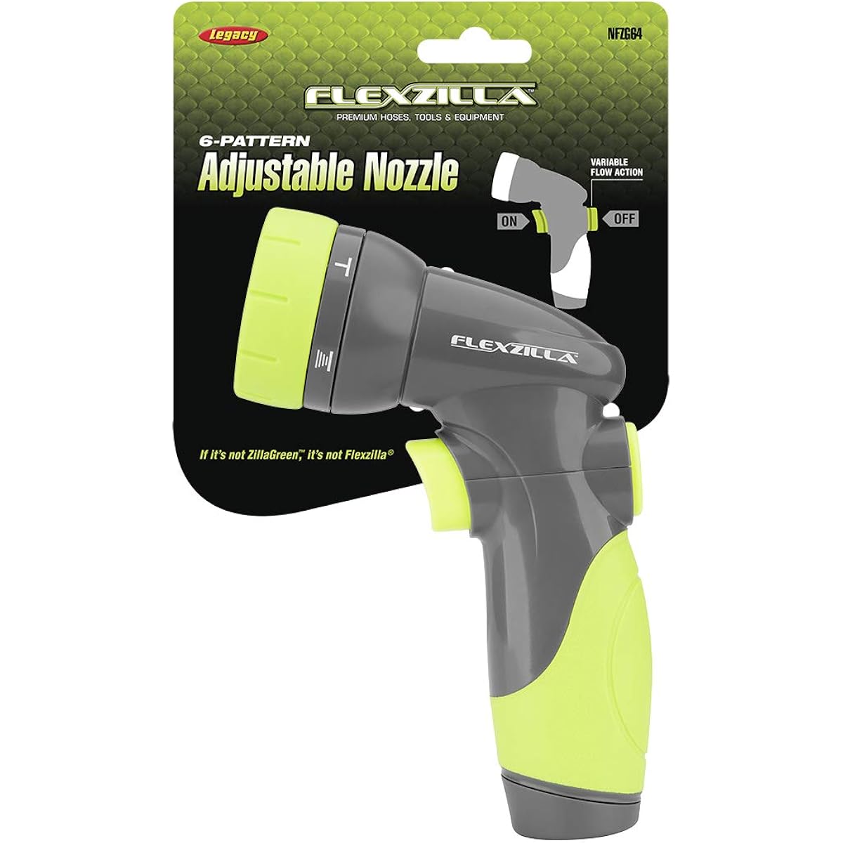 Flexzilla 6-Pattern Adjustable Garden Hose Nozzle Sprayer With Easy To Use On/Off Toggle & Durable Design