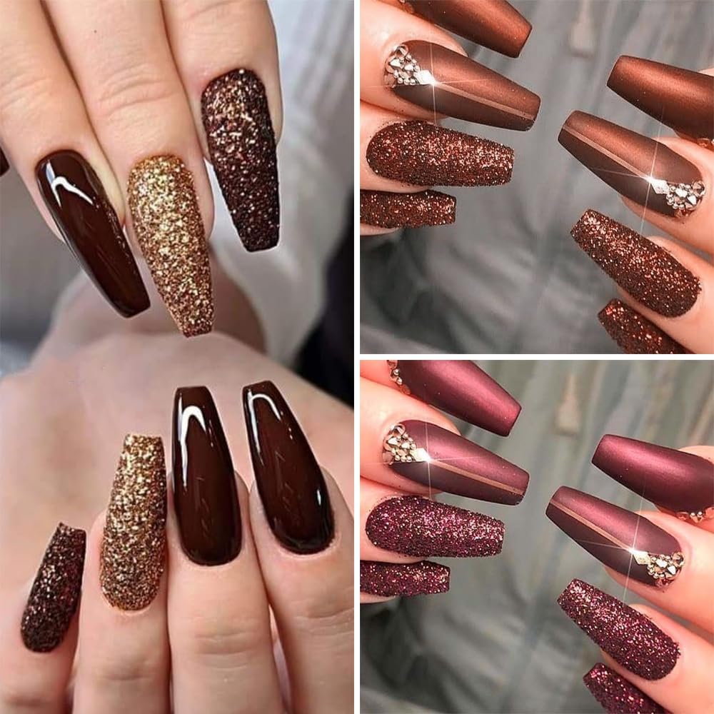 6 Colors Holographic Nail Art Glitter, Ultra Fine Metallic Shining Glitter Dust, Retro Champagne Golden Reflective Sugar Dipping Pigment for DIY Gel Polish Nail Art Decoration, Resin Craft