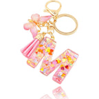 Initial Letter Keychain Cute Keychain Butterfly Sequins Alphabet Resin Name Tassel Keychain for Mother's Gift