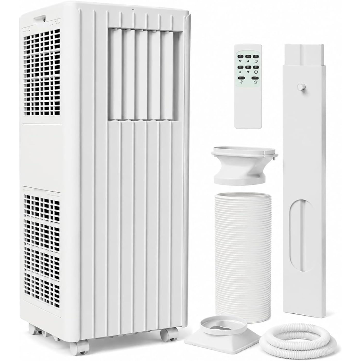 8,000 Btu Portable Air Conditioners, Cools Room Up To 350 Sq.Ft, 4-In-1 Ac Unit With Dehumidifier & Fan Mode, Remote Control, Ultra-Quiet 50Db, White & Black, Easy Window Kit
