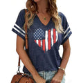 Women's American Flag V-Neck Patriotic T-Shirt for 4th of July & Memorial Day