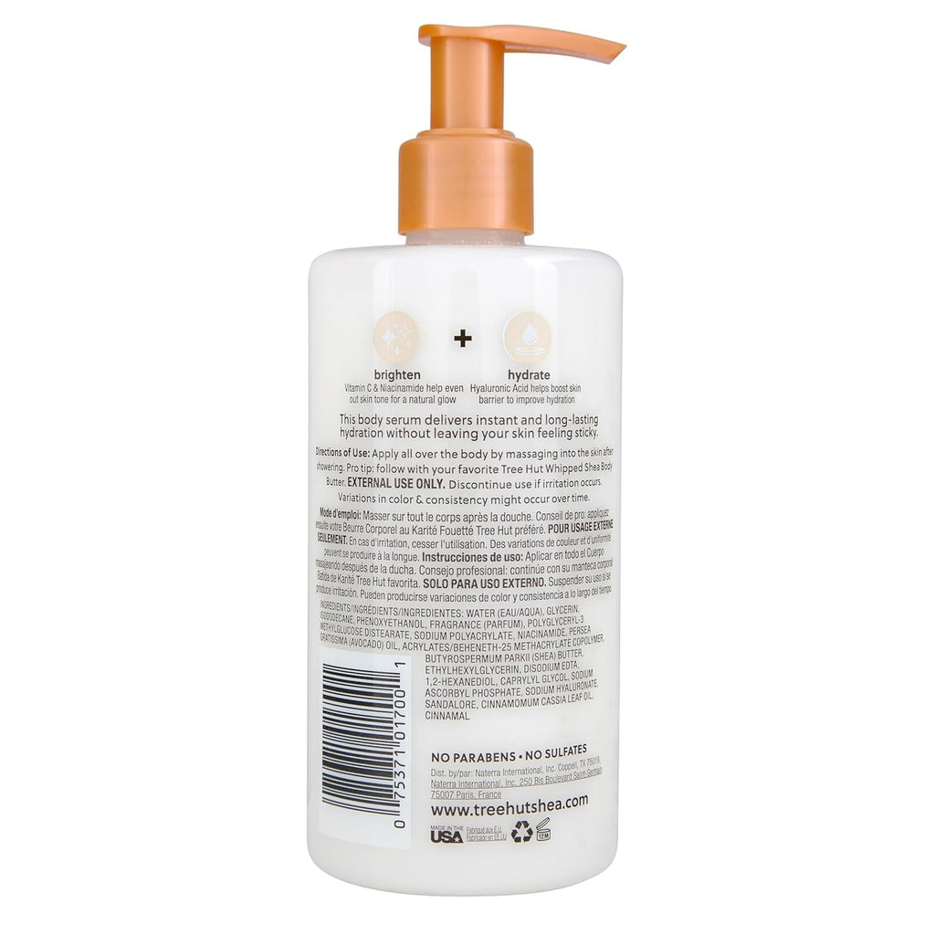 Tree Hut Vanilla Hydraglow Body Serum, Brighten & Hydrate, With Hyaluronic Acid, Vitamin C & Niaciamide, 11 Oz.