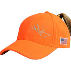 Womens Performance Cap Hat With Ponytail Hole - Camo And Blaze Orange Hunting Hats