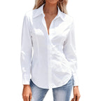 Women'S Button Down Long Sleeve Fitted Stretch Dress Shirts Wrinkle Free Work Blouses Collared Business Casual Tops