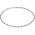 Miabella 925 Sterling Silver Diamond-Cut Oval and Round Bead Ball Chain Anklet Ankle Bracelet for Women, Made in Italy