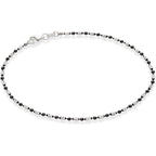Miabella 925 Sterling Silver Diamond-Cut Oval and Round Bead Ball Chain Anklet Ankle Bracelet for Women, Made in Italy