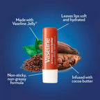 Vaseline Hand Cream 2-Pack – Hydra Replenish Crème with Hyaluronic Acid, Niacinamide & Cocoa Butter for Soft Skin + Cocoa Butter Lip Therapy Tube with Petroleum Jelly