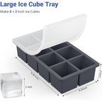 Large Ice Cube Trays For Whiskey: Ggow Big Silicone Ice Cube Trays 2Inch - Huge Square Ice Cubed Tray For Whisky And Cocktail