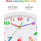 Silent Kids Wall Clock – Non-Ticking, Battery-Powered, Ideal For Teaching Time And Stylish Décor In Any Room - 8 Inch