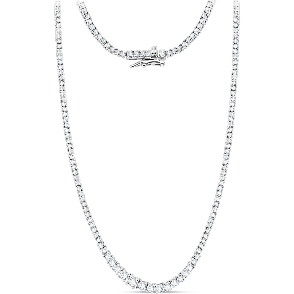 5 Carat Moissanite Tennis Necklace – Available in 14K & 10K Gold or 925 Sterling Silver, D Color VVS1–VVS2 Certified Stones, Riviera Necklace for Men & Women, 18" Luxury Jewelry