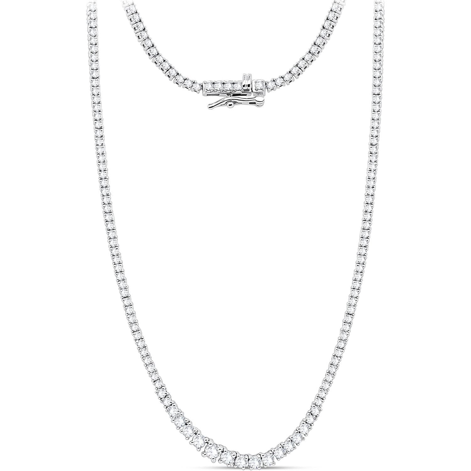 5 Carat Moissanite Tennis Necklace – Available in 14K & 10K Gold or 925 Sterling Silver, D Color VVS1–VVS2 Certified Stones, Riviera Necklace for Men & Women, 18" Luxury Jewelry