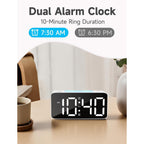 Cadmos 110Db Extra Loud Alarm Clock For Heavy Sleepers Adults, Digital Clock With 7 Color Night Light, Rgb Display, Dual Usb Charger, Small Clocks For Bedrooms, Kids, Teens (White+Rgb)