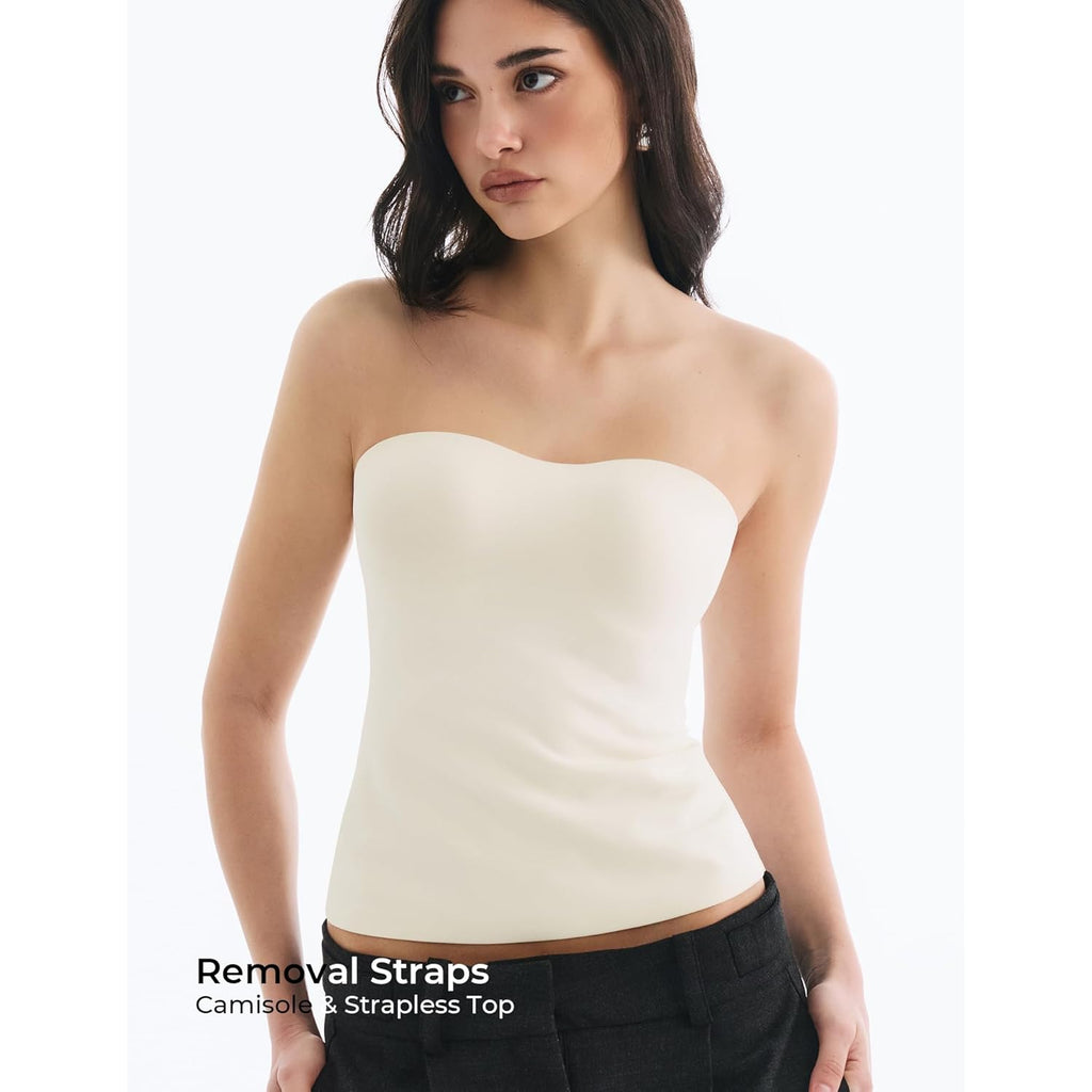 Built in Bra Tank Tops for Women, Double Lined Padded Cami Scoop Neck Spaghetti Straps Basic Summer Top 2026