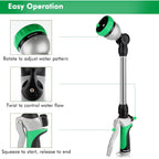 Restmo Heavy Duty Metal Hose Wand, Watering Wand For Garden Hose | 180° Swivel Ratcheting Head, 16'' Hose Sprayer, 7 Spray Patterns, Flow Control, Ideal For Hanging Baskets & Shrubs