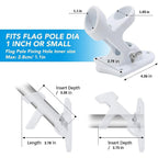 Hoople Flag Pole Holder For Outside House, Heavy Duty Aluminum Flag Holder & Flag Pole Mounting Bracket, Rust Free Wall Mount Flag Bracket With Stainless Hardware, Fits 1” Flag Pole (White-1Pack)