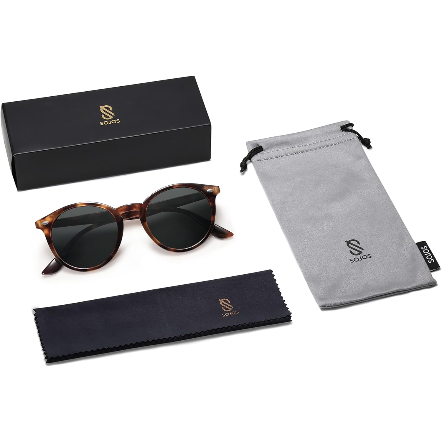 SOJOS Retro Round Polarized Sunglasses for Women Men Classic Vintage Sunnies SJ2069