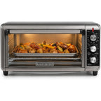 Black+Decker To3250Xsbd 8-Slice Extra Wide Convection Countertop Toaster Oven, Includes Bake Pan, Broil Rack & Toasting Rack, Stainless Steel/Black