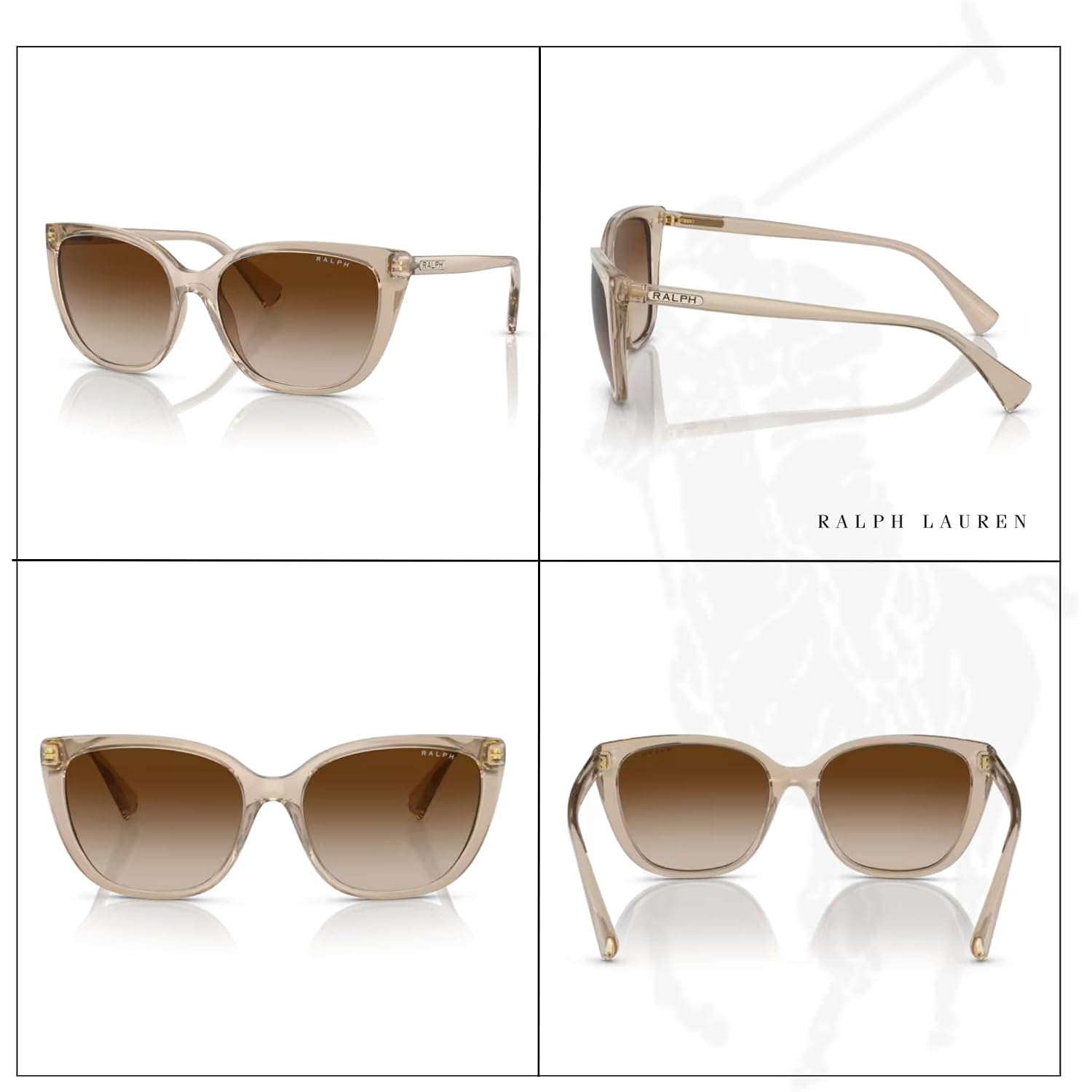 Ralph Lauren RA5274 Cateye Sunglasses for Women +BUNDLE with ACCESSORY EYEWEAR KIT Shiny Transparent Brown / Gradient Brown