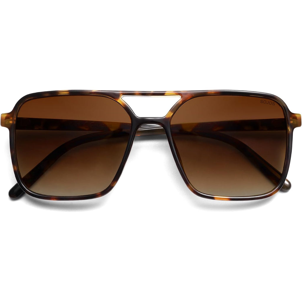 SOJOS Trendy Vintage Aviator Square Sunglasses For Womens Mens Retro 70s UV400 Women Sun Glasses SJ2327 Leopard/Brown Grading