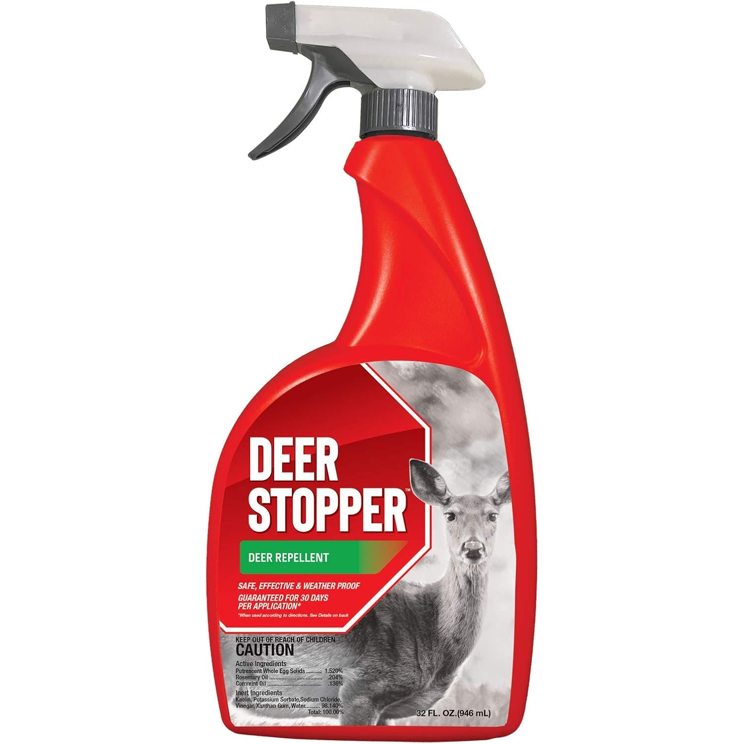 Deer Stopper, Liquid Animal Stopper Repellent, All Natural, Effective All Year Round, Safe For People And Pets, No Harsh Chemicals, Ready To Use, Deer & Moose Repellent - 32 Oz. Trigger