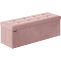 Songmics Mazie Collection - Storage Ottoman Bench, Foldable Foot Rest, 15 X 43 X 15 Inches, End Of Bed Bench, Storage Chest, Load 660 Lb, Living Room, Bedroom, Entryway, Jelly Pink Ulsf277R01