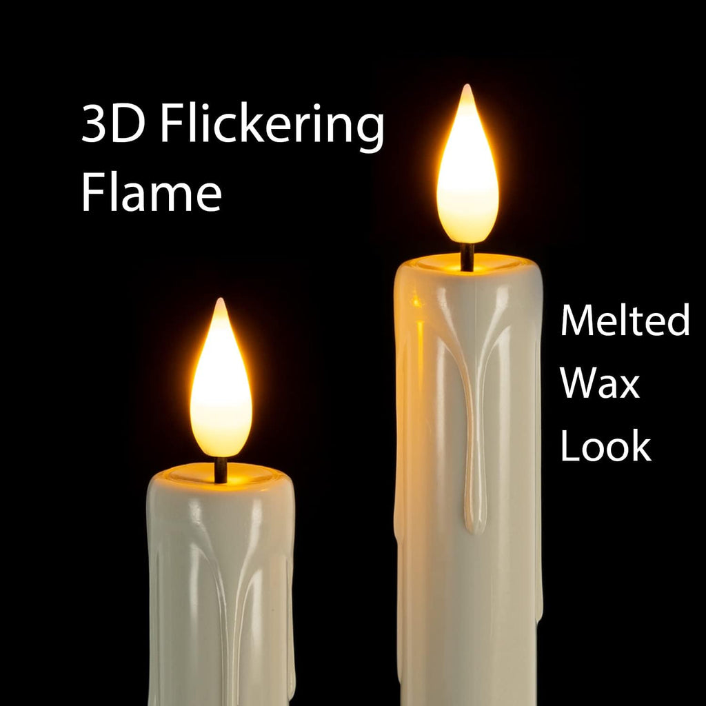 Homemory 6 Pcs Flameless Taper Candles With Remote, Timer, Dimmer, Ivory Battery Operated Candlesticks With Flickering Light, Plastic Led Window Candles, 9.6 Inches For Halloween Christmas Decoration
