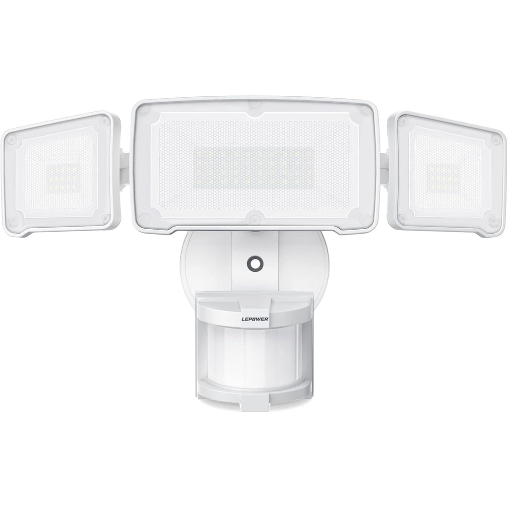 Lepower Led Security Light Motion Sensor Outdoor Lights, Bright 38W 4200Lm | 72 Ft Range, Ip65, Easy To Install, 180° Motion Sensor, 5500K, 3 Head Detected Waterproof Flood Light For Garage, Yard, Porch