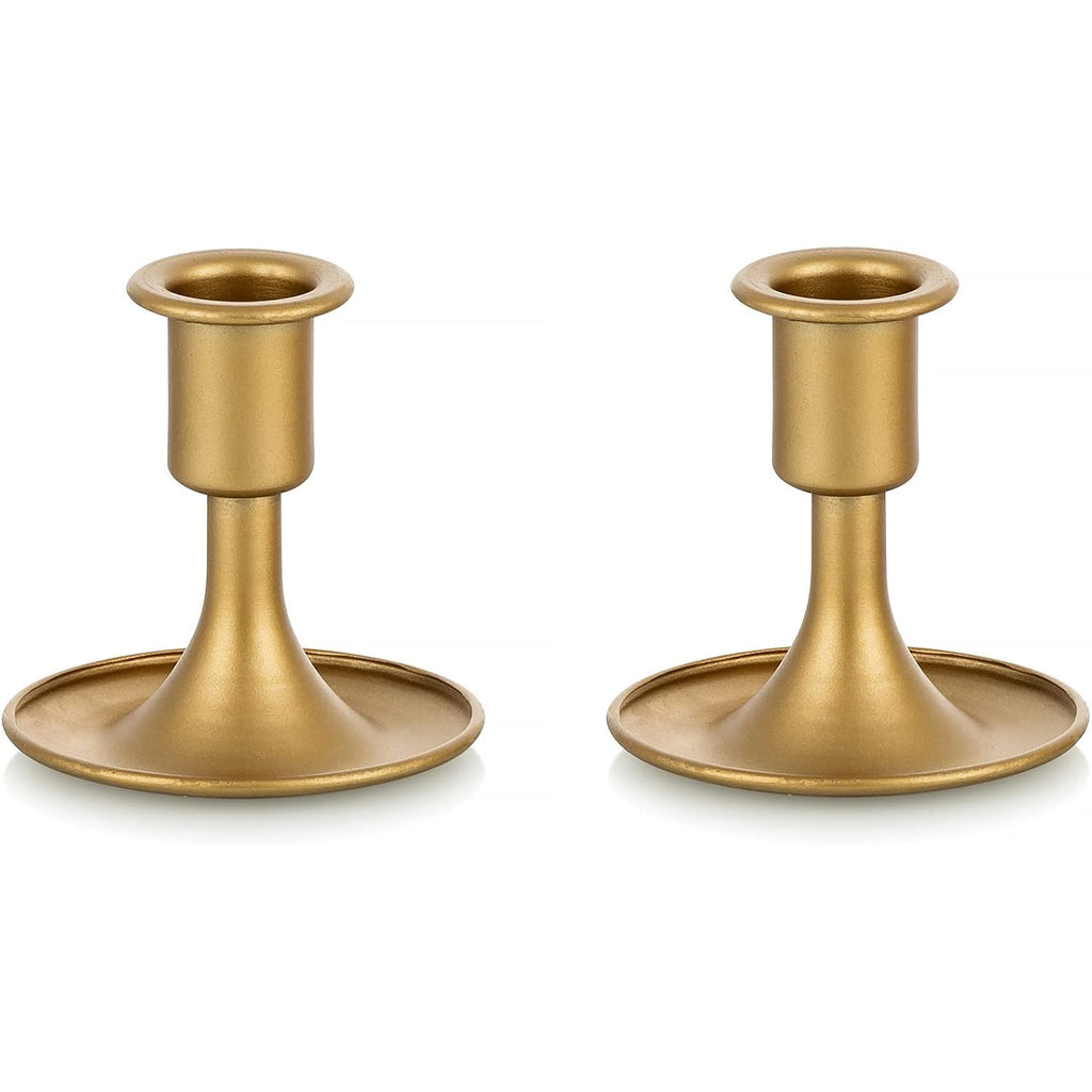 Candlestick Holders Taper Candle Holders, Romadedi Gold Candle Stick Candle Holder for Table Centerpiece, Wedding Reception, Festive Christmas Mantel Decoration or Home Decor, Set of 2