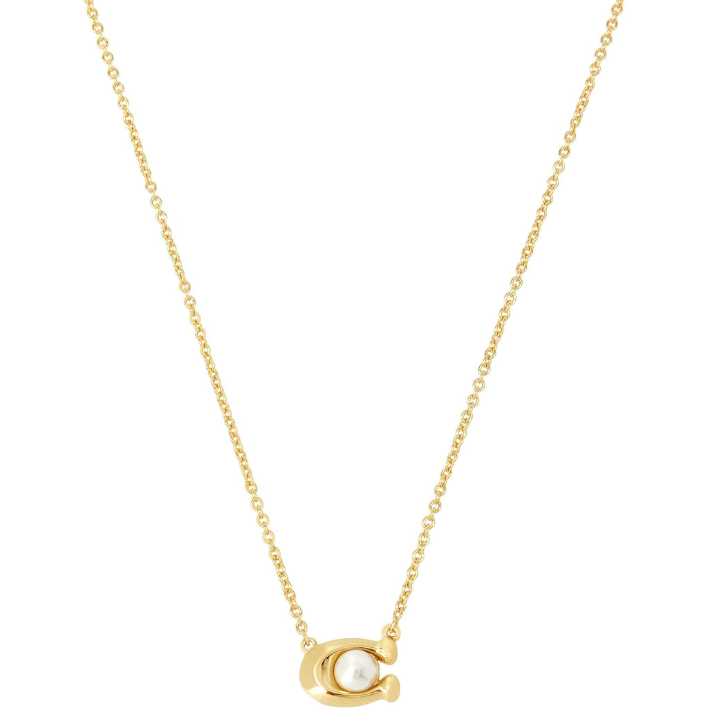 COACH Women's Pearl Signature Pendant Necklace