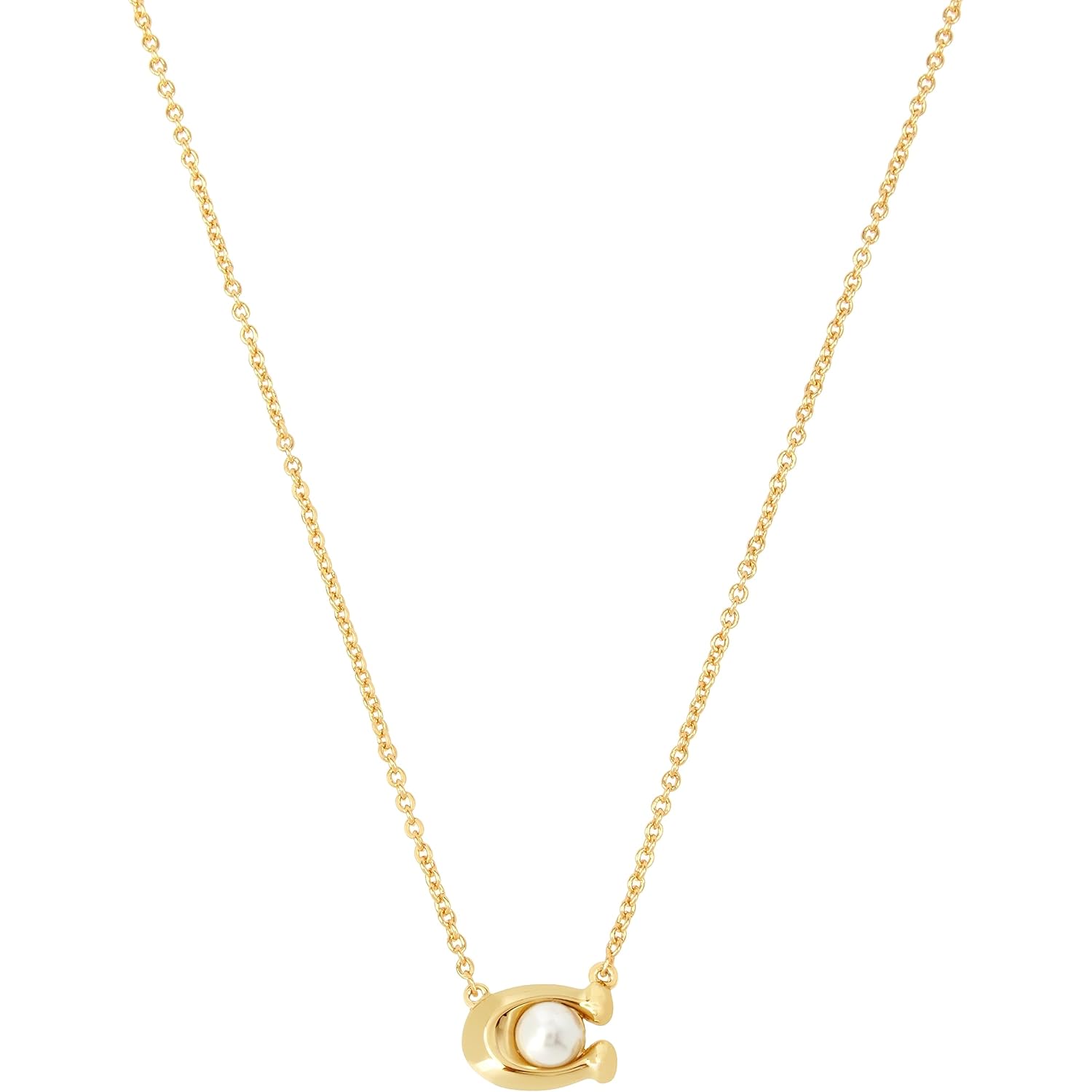 COACH Women's Pearl Signature Pendant Necklace