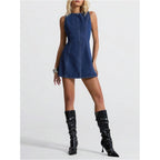 Floerns Women'S Y2K Mini Denim Dress Bow Tie Open Back Sleeveless Going Out Tank Dresses