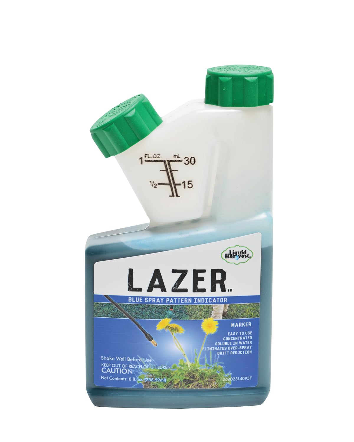 Liquid Harvest Lazer Blue Concentrated Spray Pattern Indicator 8 Ounces Perfect Weed Dye, Herbicide Fertilizer Marking Turf Mark And Marker