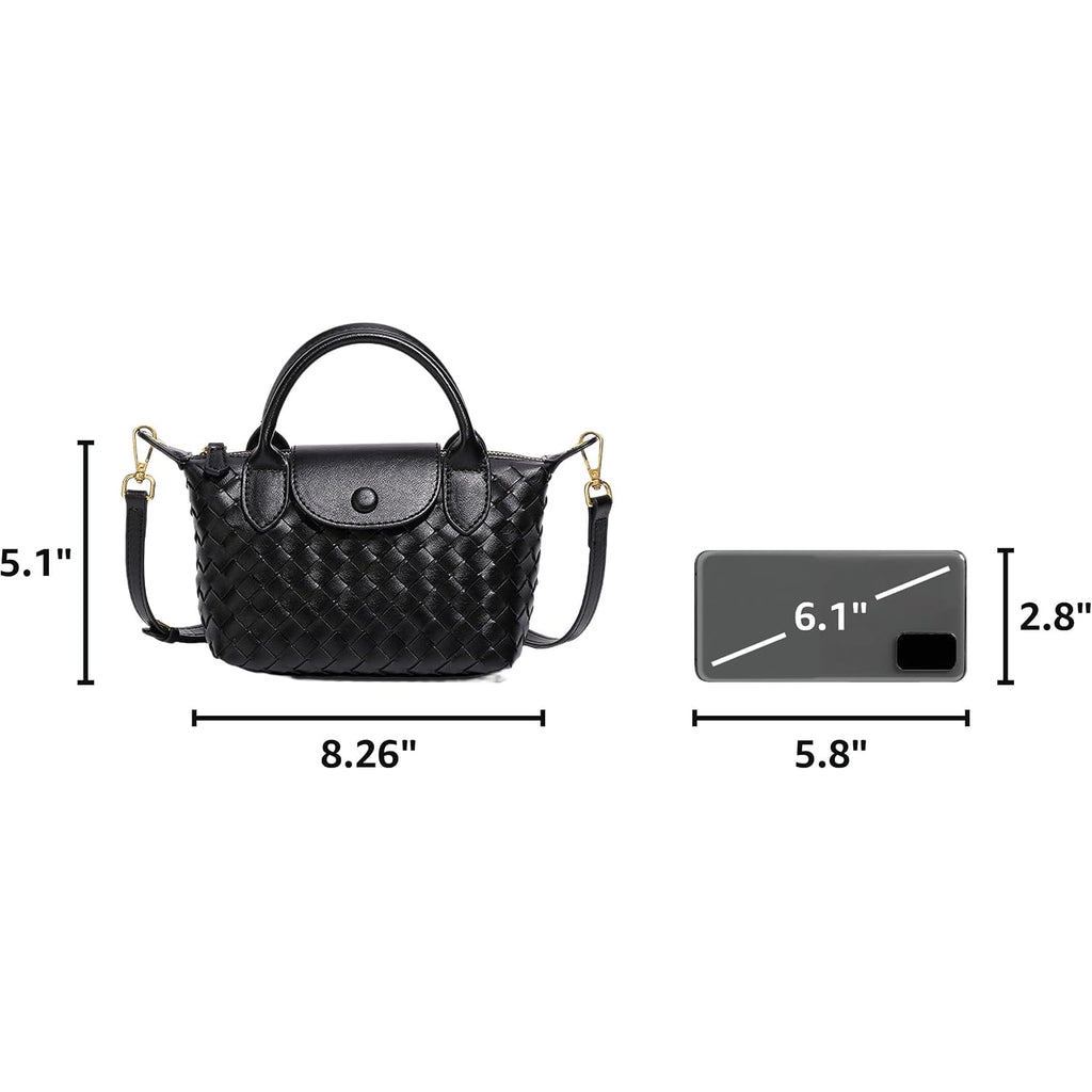 Mini Small Size Braided Luxury Leather Women'S Top Handle Handbag Fashion Travel Daily Satchel