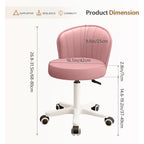 Small Round Rolling Desk Chair Armless Comfy Vanity Computer Chair With Low Backrest Pu Leather Height Adjustable Swivel Work Spa Chair