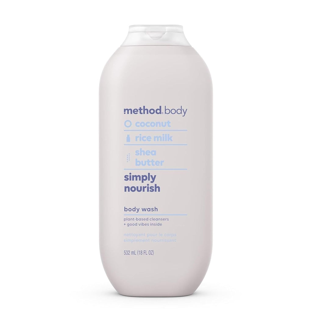 Method Body Wash, Simply Nourish - Leaves Skin Feeling Soft & Moisturized, Made Without Parabens, Notes Of Coconut, Rice Milk & Shea Butter, 18 Fl Oz