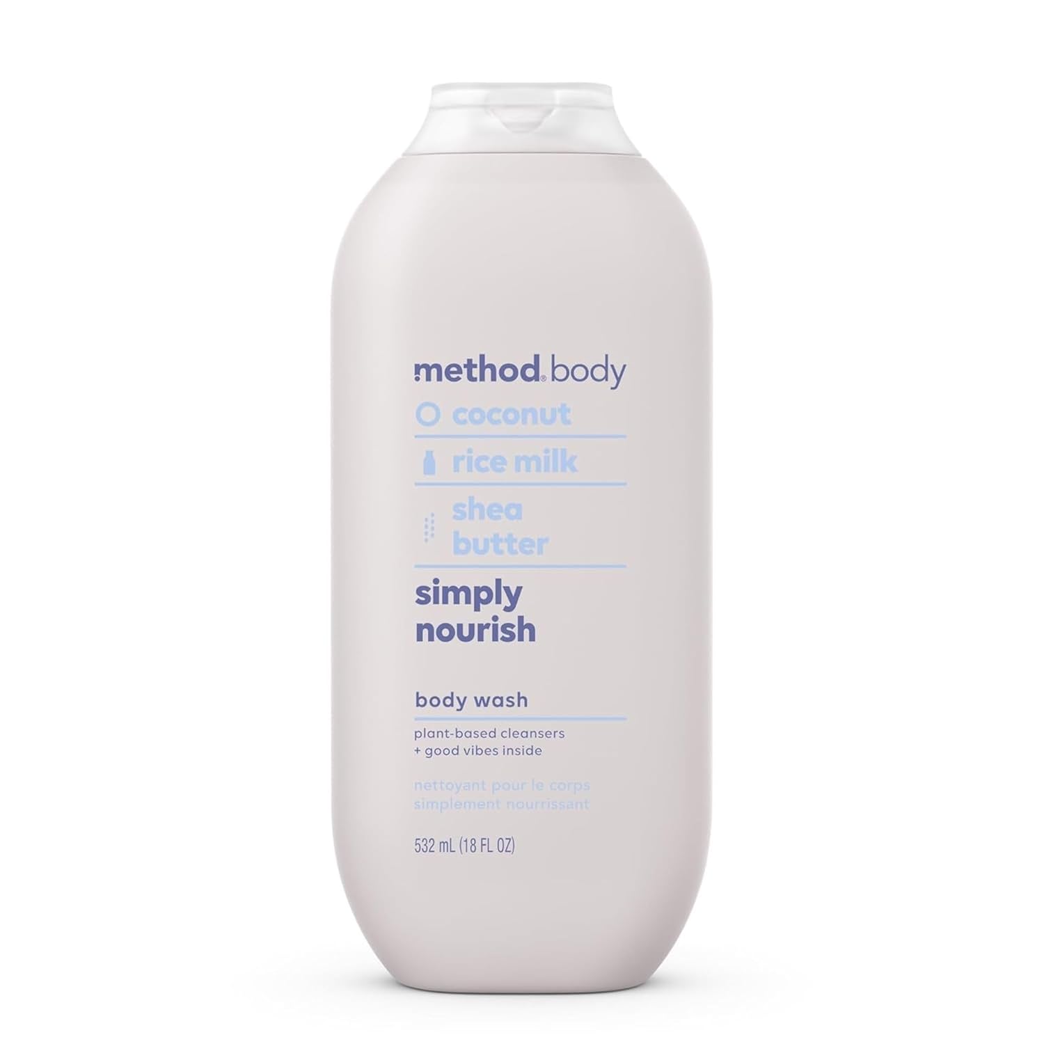 Method Body Wash, Simply Nourish - Leaves Skin Feeling Soft & Moisturized, Made Without Parabens, Notes Of Coconut, Rice Milk & Shea Butter, 18 Fl Oz