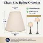 Empire Beige Linen Lamp Shades Set Of 2, 6X16X10.8 In Spider Fitter | Set Of 2 Empire Beige Lamp Shades,Easy Assembly,Soft Warm Light For Table And Floor Lamps In Living Rooms & Home Offices