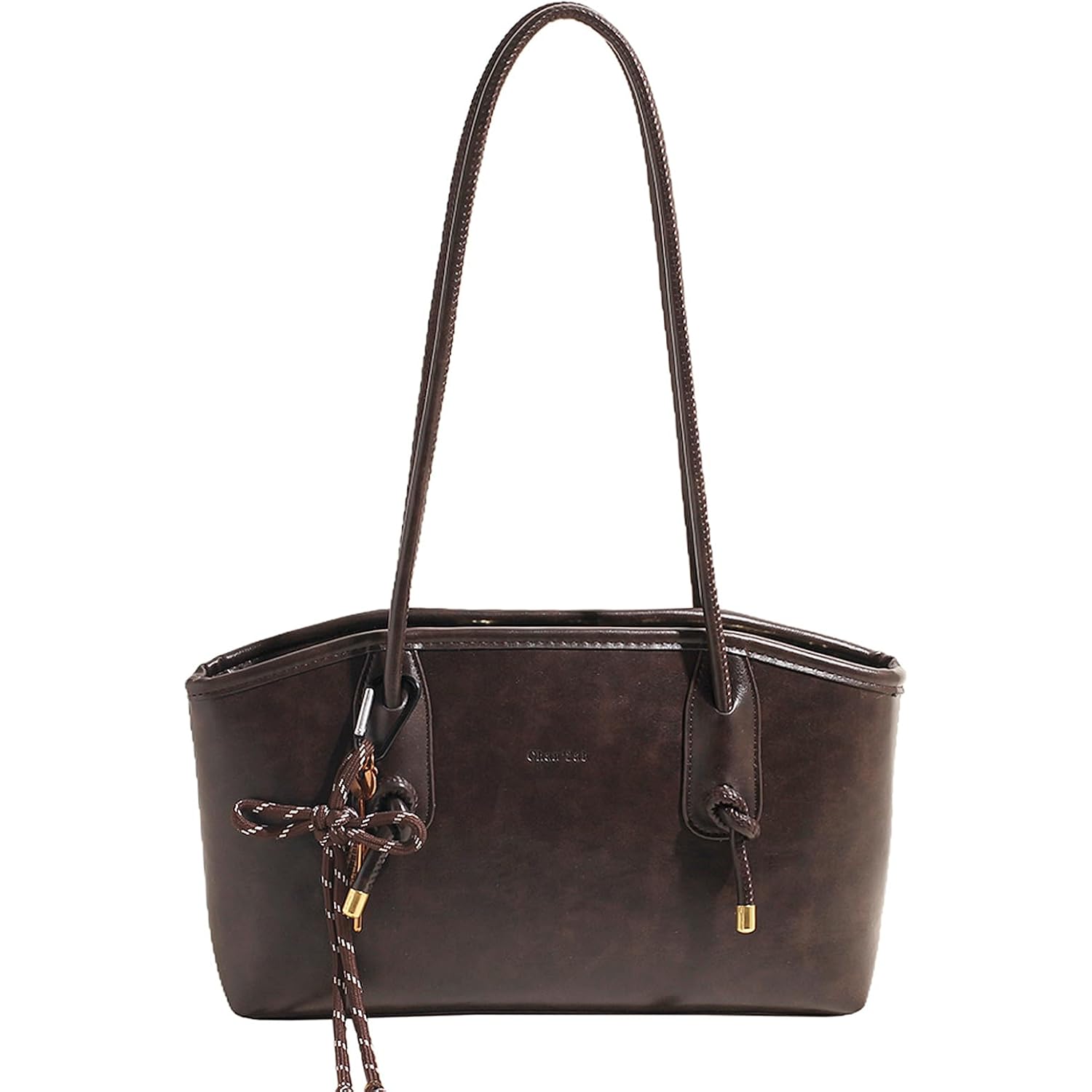 Shoulder Bag For Women Brown Purse Vintage Leather Shoulder Handbag Trendy Everyday Purse With Pendant