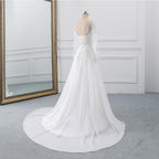 Findlovewedding Wedding Dresses For Bride With Lace Appliques Chiffon A Line Women Dress Long Sleeves Beach Bride Dress