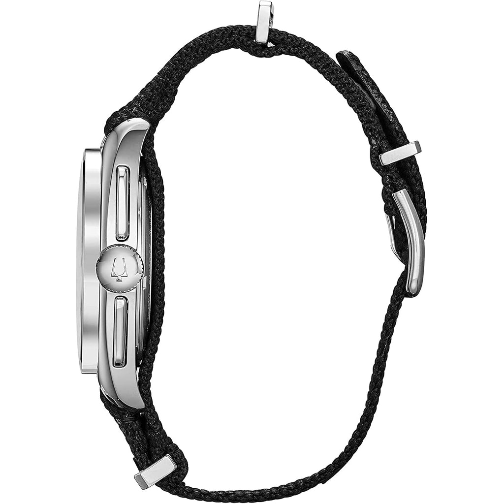 Bulova Men'S Archive Series Lunar Pilot 6-Hand Chronograph High Performance Quartz Stainless Steel, Black Nato Strap And Sapphire Crystal Style: 96A225
