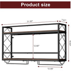 Wine Rack Wall Mounted 2 Tier Wall Wine Rack With Glass Holder, Double Layer Anti-Drop Crossbar, 31.5" Metal Wood Wall Mount Wine Holder For Home Kitchen Dining Room Coffee Shop Bar, Black