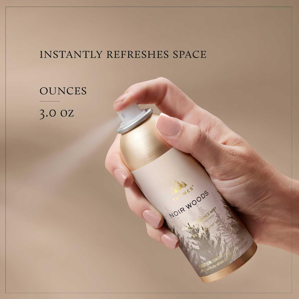 Thymes Home Fragrance Mist – Room Air Fresheners For Home Long Lasting – Air Freshener Spray – Scented Room Spray With Notes Of Fresh Evergreen, Smoky Wood & Amber (Noir Woods, 3 Oz)